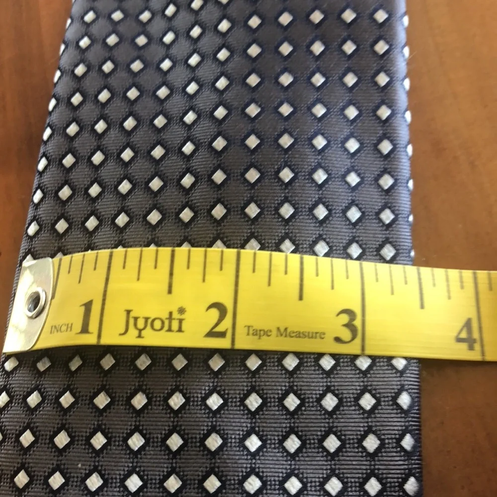 Haines & Bonner‎ London 100% Silk Handmade Tie Gray, Navy & Cream - EUC